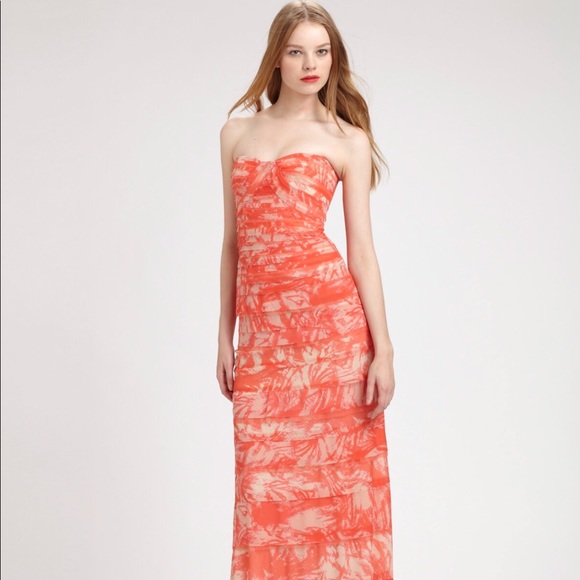 NEW BCBG Max Azria strapless corset cocktail pink salmon evening party dress